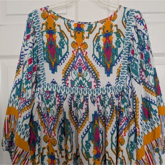 Rachel Zoe Boho Tunic Womens Size 2X White Hippie Tassel Rayon Casual Shirt - Picture 10 of 13